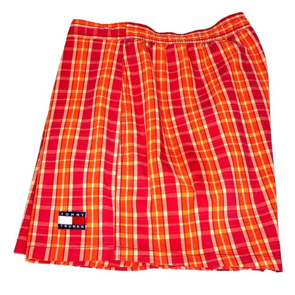 Tommy Hilfiger Men's Plaid Mesh-Lined Swim Trunks with Pockets, Multicolor, L‎